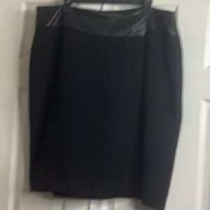 MYNT 1792 Black Faux Wrap Pencil Skirt Faux Leather Trim 20W